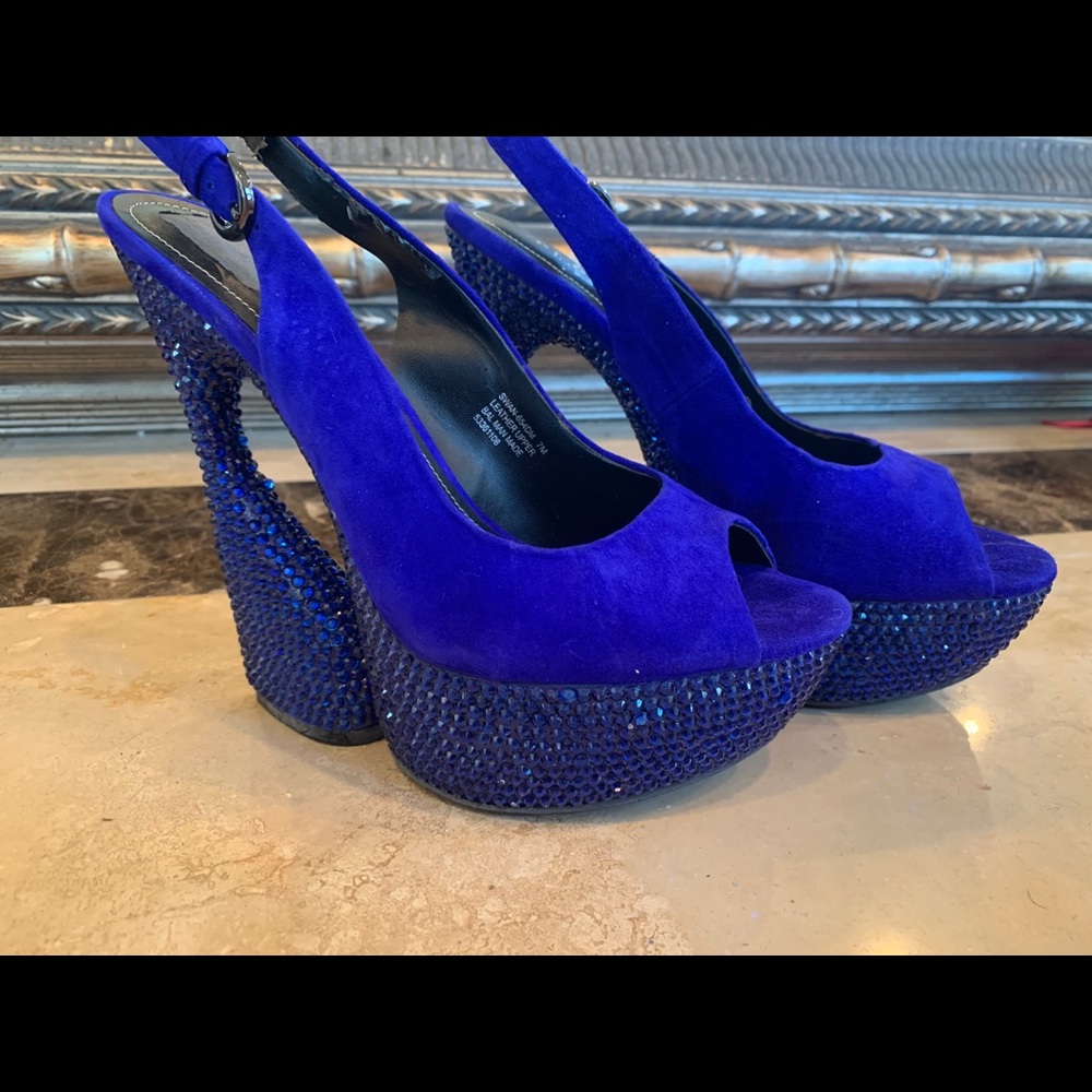 New Blue Pleaser Rhinestone Heels Size 7